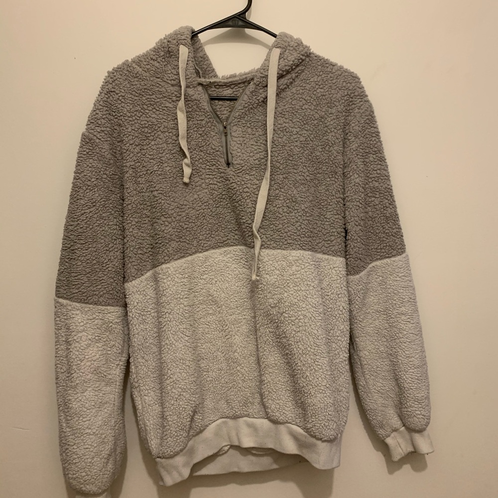 Gray and White Teddy Jacket